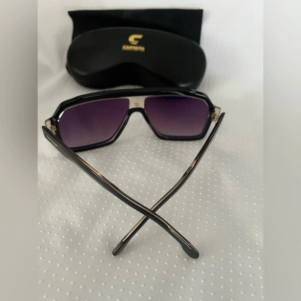 Carrera Black Frame Sunglasses with Gold Details